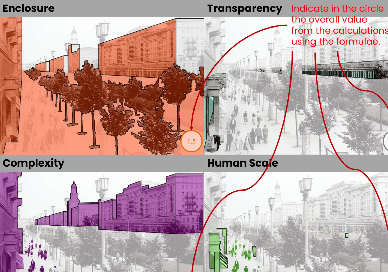 Pedestrian environment evaluation sheet